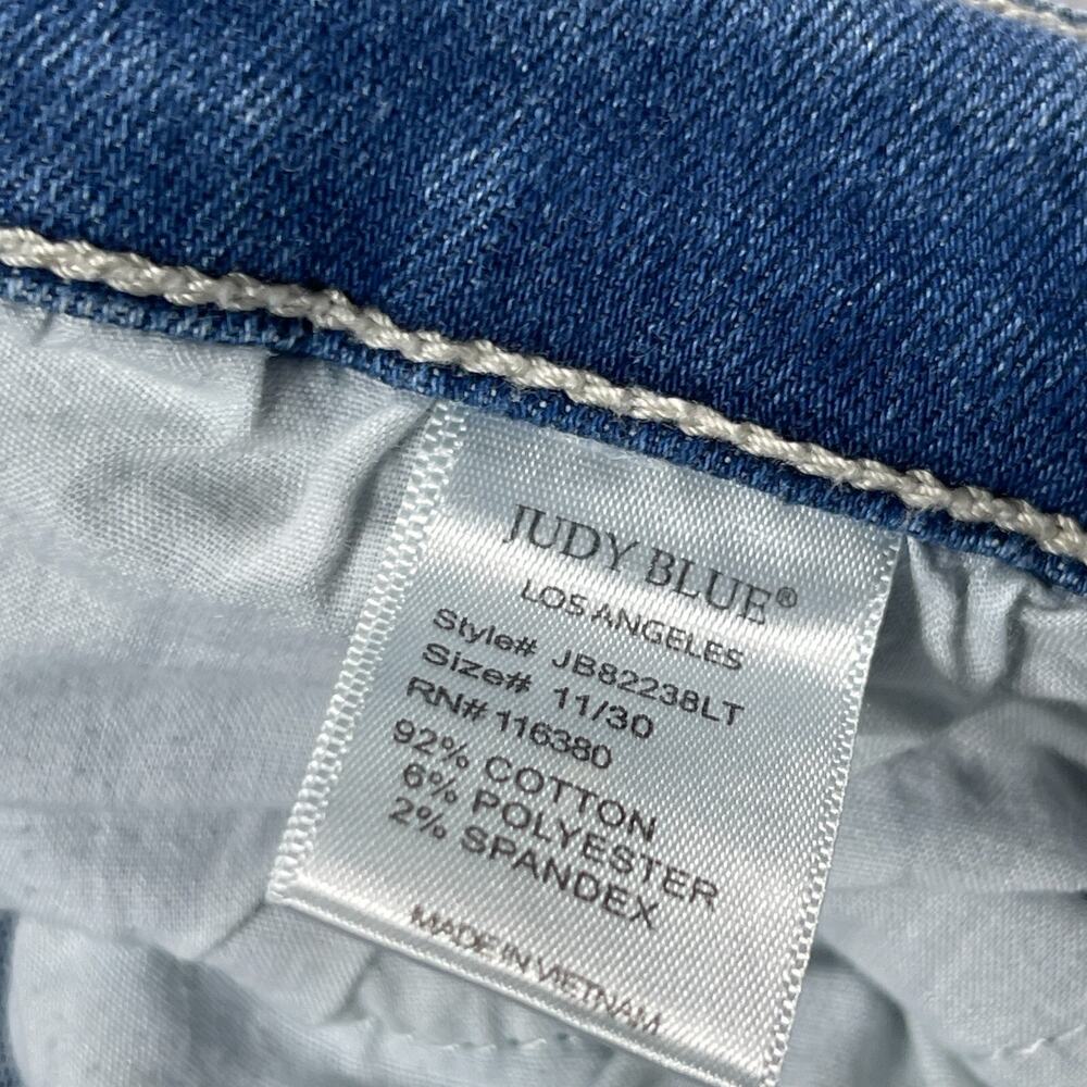 Judy Blue Jeans Women 11/30 Boyfriend High Rise Distressed Exposed‎ Button Fly - Picture 8 of 11